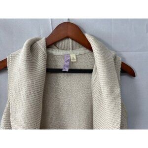 Alya Cream Knit Hooded Open vest/cardigan Sleeveless Size M